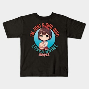 I'm Just a Girl Who Loves Anime and Pigs Kids T-Shirt